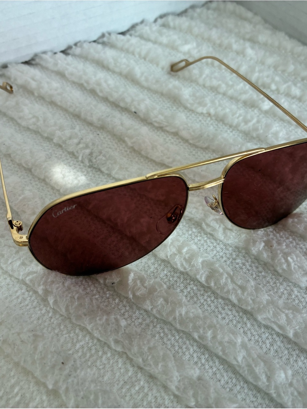 Cartier Gold Frame Aviator Sunglasses with Brown Lenses - Picture 2 of 15
